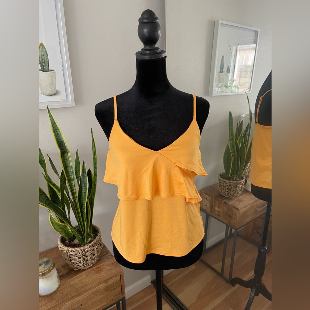 H&M Orange Ruffle Tank Top Top